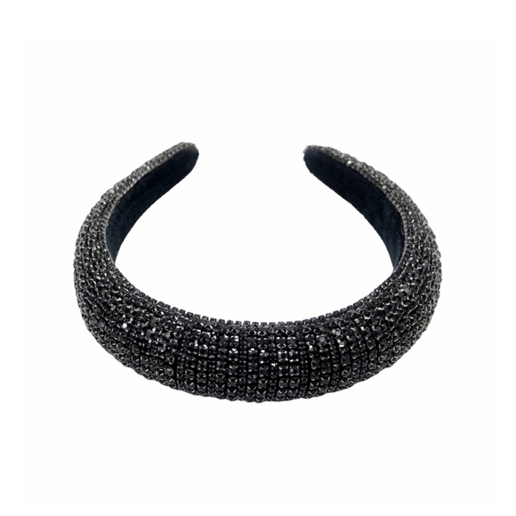 Black Natasha luxury headband Rhinestone wedding or bridal shower - Picture 8 of 10